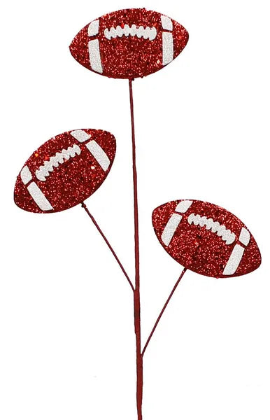 24"L Glitter Triple Football Pick-Red/White-MZ185232