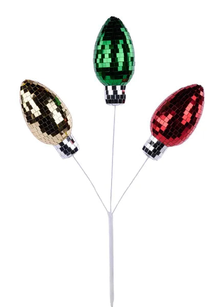 16.75"L Mirror Light Bulb Pick x 3-Red/Emerald Grn/18K Gold-XS143926