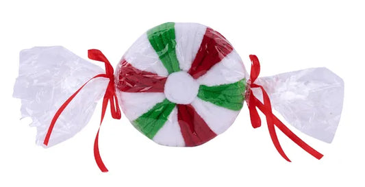 11"Oal x 4.75"Dia Round Peppermint-White/Red/Bright Green-XC1170W9
