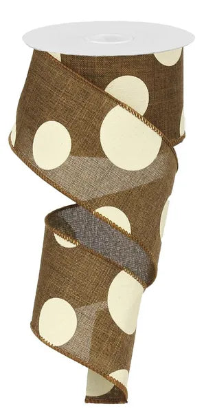 2.5" x 10yd Large Multi Dots-Brown/Ivory-RX9143TX