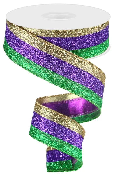 1.5" x 10yd 3-In-1 Glitter-Mardi Gras-RM9823WY