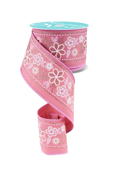 2.5" x 10yd Floral Trim-Dusty Rose/Ivry/Wht/Champ-RGF1552EH