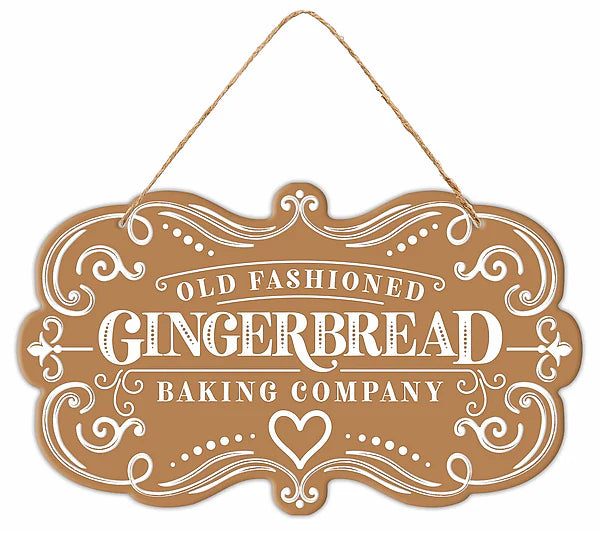 11.5"L X 6.75"H GINGERBREAD BAKING SIGN- TAN/WHITE- MD1789E3