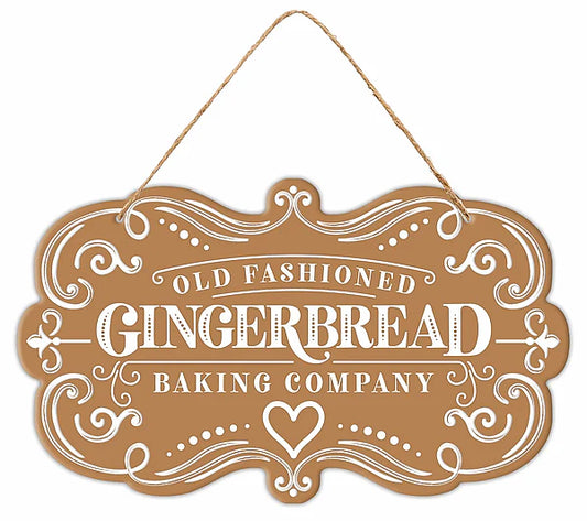11.5"L X 6.75"H GINGERBREAD BAKING SIGN- TAN/WHITE- MD1789E3