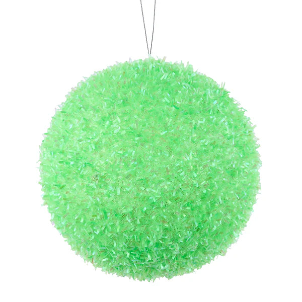 4"DIA V-CUT FOIL NEON BALL ORN- NEON GREEN- XJ780509