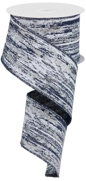 2.5" x 10yd Glitter/Metallic Streaks-Navy/White/Silver-RGA191819