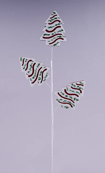 27"L FELT/BEAD CHRISTMAS TREE CAKE SPRAY- WHITE/RED/EMERALD- XP388327
