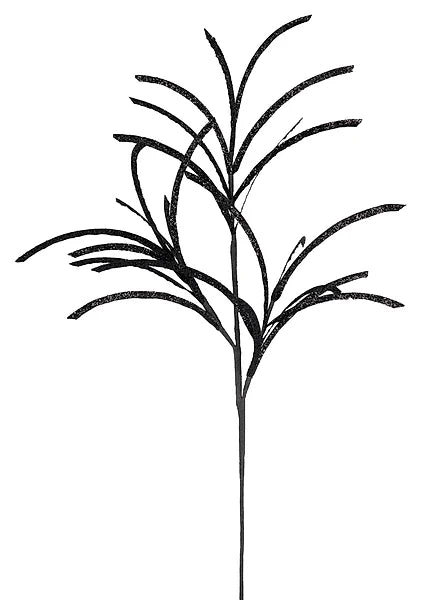 31"L GLITTERED/PAPER GRASS SPRAY- BLACK- XS104902