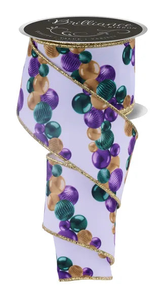 2.5" x 10yd Ball Ornament Garland-Mardi Gras-LS1143WY