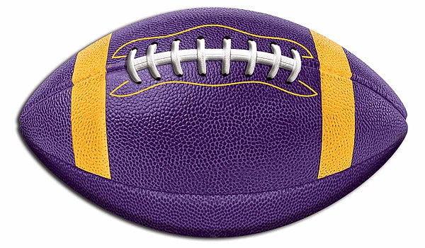 11"L X 6.5"H EMBOSSED FOOTBALL SIGN- PURPLE/YELLOW/WHITE- MD1884N1