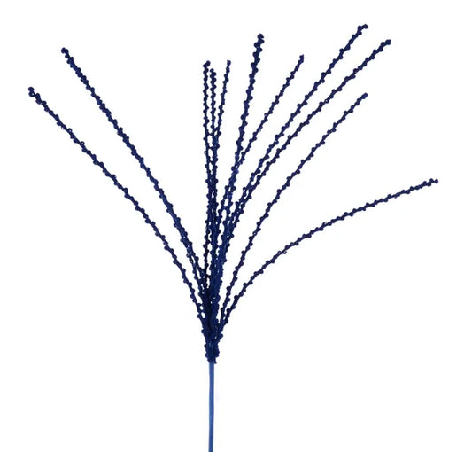 35"L Glttr/Ball/Rope Dangling Spray-Navy Blue-MN049419