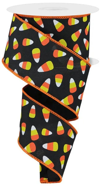 2.5" x 10yd Mini Candy Corn-Black/Wht/Ylw/Org-RGC199802
