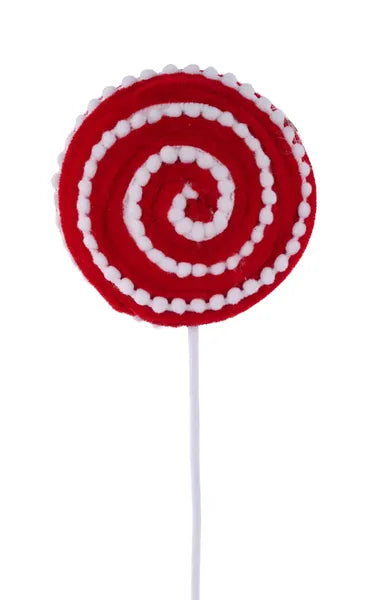 15.25"L Velvet/Snowball/Striped Lollipop-Red/White-XC120034
