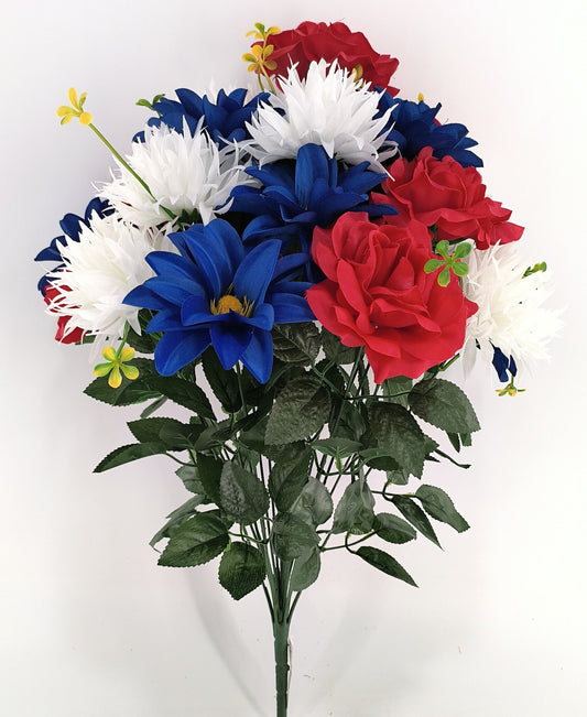 ROSE, MUM, DALIA MIXED BUSH, RED WHITE AND BLUE - 55738