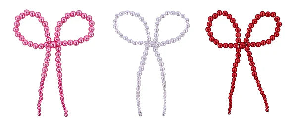 6"H X 4"W MIXED SIZES BEADS BOW ORN- 3 ASST: PINK/RED/WHITE- MS189299