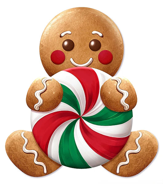 12"H X 10.77"L GINGERBREAD/CANDY SIGN- RED/EMERALD/WHITE/BROWN- MD176983