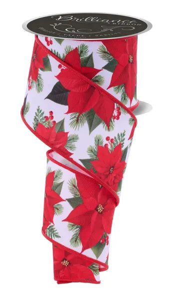 2.5" x 10yd Poinsettia-White/Red/Green-LS109567