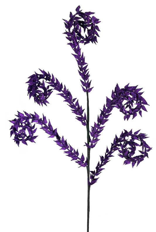 Purple Metallic Leaves Curly Spray x 3 H30 - 57035PU