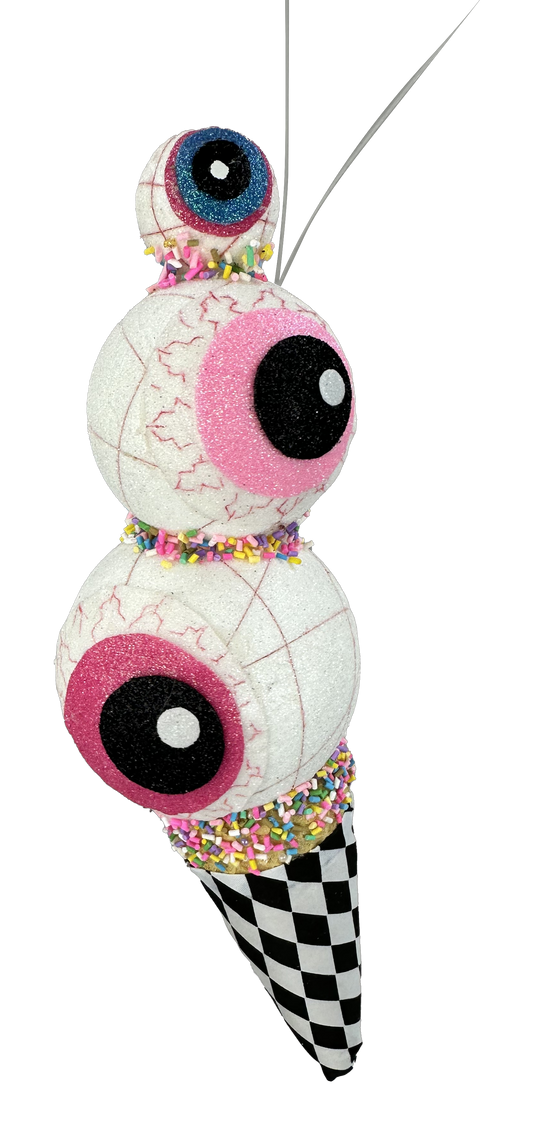 Halloween Ornament Eyes Ice Cream Cone H13xDIA3.5 - 57133HAL