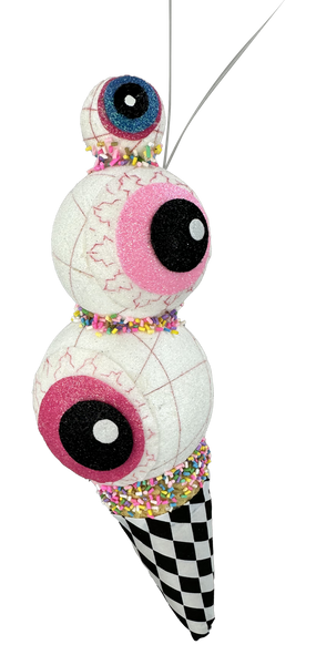 Halloween Ornament Eyes Ice Cream Cone H13xDIA3.5 - 57133HAL