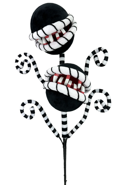 Black Carnivorous Plant Curly Spray x 2 H26xDIA5 - 57142BK