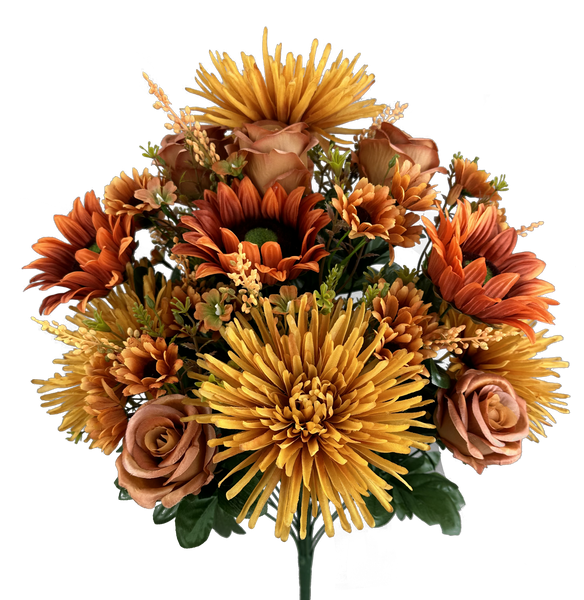 Fall Mix Zinnia Sunflower Rose Bush x 28 H24 - 57194RT