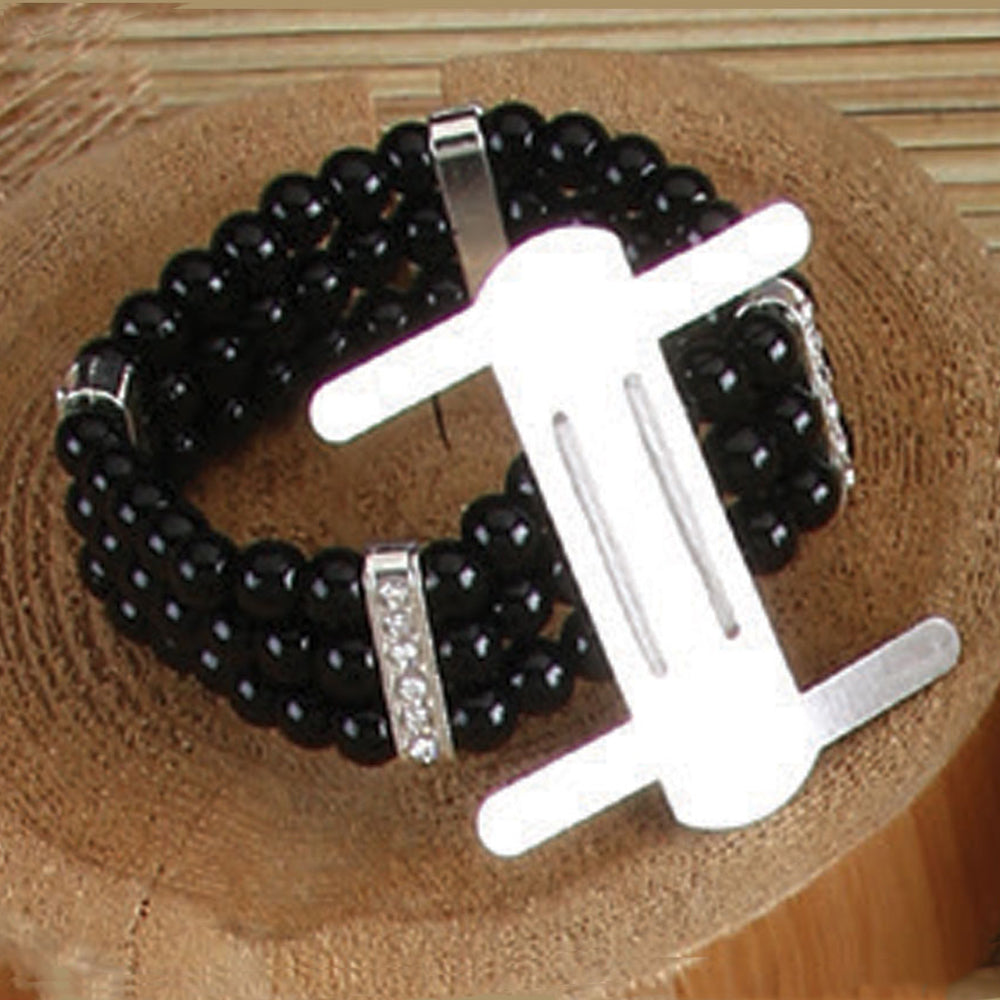 CORSAGE WRISTLET W/0.75" PEARLS BAND - 5758-BLACK