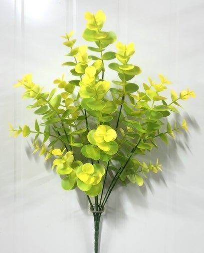 PLASTIC EUCALYPTUS BUSH X 8 YELLOW - 57793