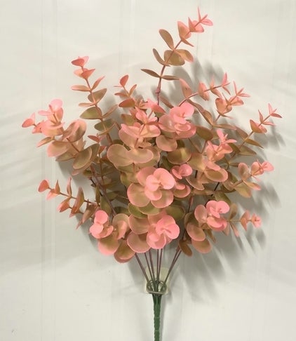 PLASTIC EUCALYPTUS BUSH X 8 PINK - 57796