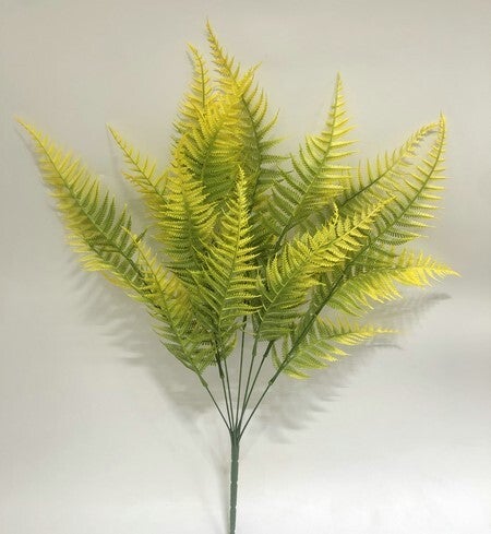 PLASTIC FERN BUSH X 9 YELLOW - 58173