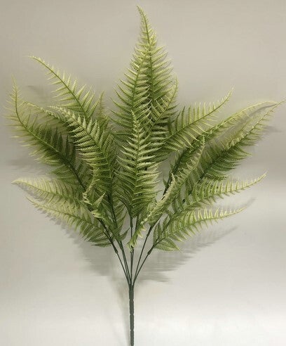 PLASTIC FERN BUSH X 9 CREAM - 58175
