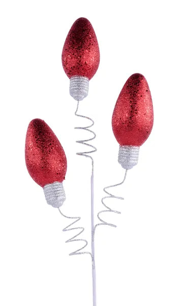 30"L Hex Glitter Light Bulb Spray x 3-Red/Silver-XP104324