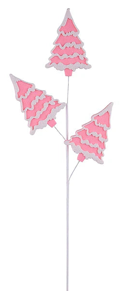 30"H GLITTER/FELT PINE TREE SPRAY- LIGHT PINK/WHITE- XP018115