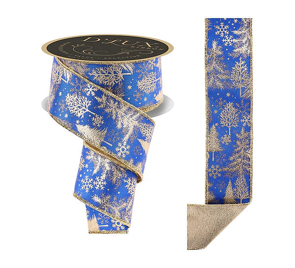 2.5"X10YD FOIL TREE/FUSED- ROYAL BLUE/GOLD- LX325825
