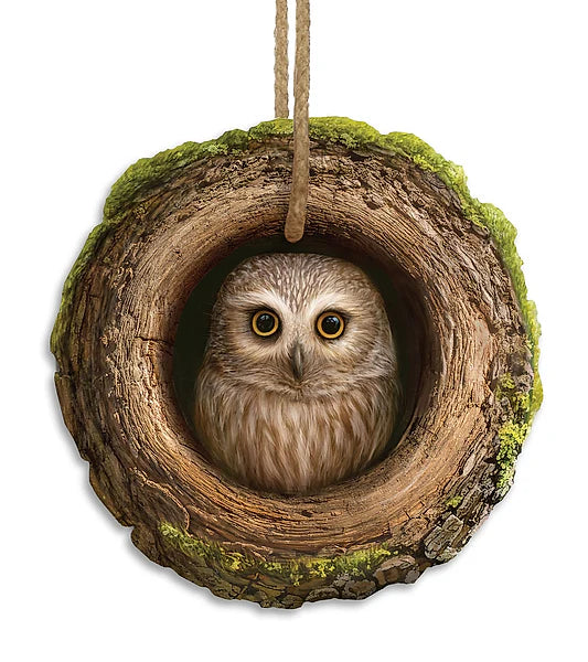 5.25"DIA EMBOSSED OWL IN TREE- DK YLW/BLACK/BROWN/MOSS- MD1877