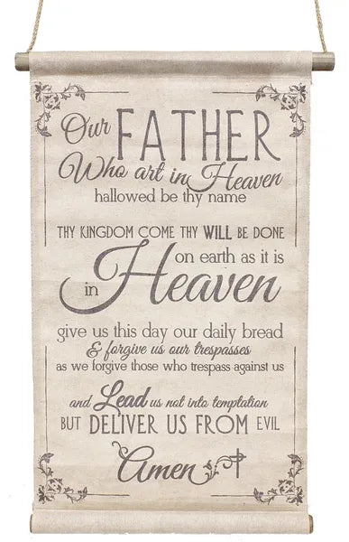 16"L The Lord's Prayer Mini Banner-Brown On NaturaL-AP9020