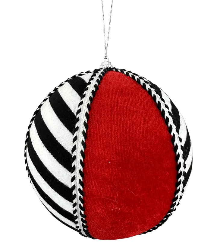 Orn Stripe Ball DIA6-Red/Black/White-86282RDBKWT