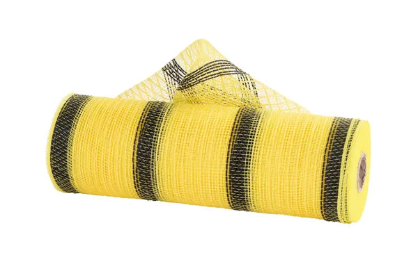 10.5" x 10yd Faux Jute Striped Mesh-Yellow/Black- RY8337F4
