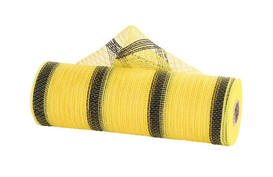 10.5" x 10yd Faux Jute Striped Mesh-Yellow/Black- RY8337F4