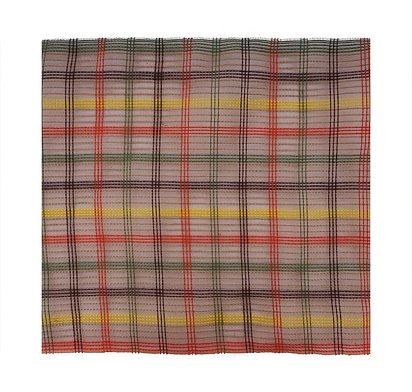 10.5"SQ FINE WEAVE FAUX JUTE CHECK SHEET- 40EA/BG; BRN/YLW/ORG/MOSS- RF2666CE
