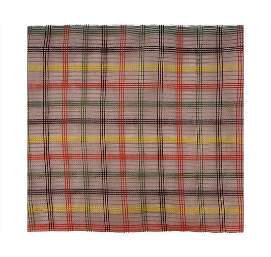 10.5"SQ FINE WEAVE FAUX JUTE CHECK SHEET- 40EA/BG; BRN/YLW/ORG/MOSS- RF2666CE
