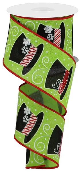 2.5" x 10yd Snowman Hats On Royal- Lime/Red/Wht/Slvr/Black- RGB129433