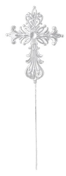 2 ASST 9"H LEAF-FLARED CROSS PICK-SILVER PAINTED-XP100827