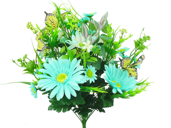 19 in Teal Gerber Daisy Butterfly Bush x 14 - 62626TEAL