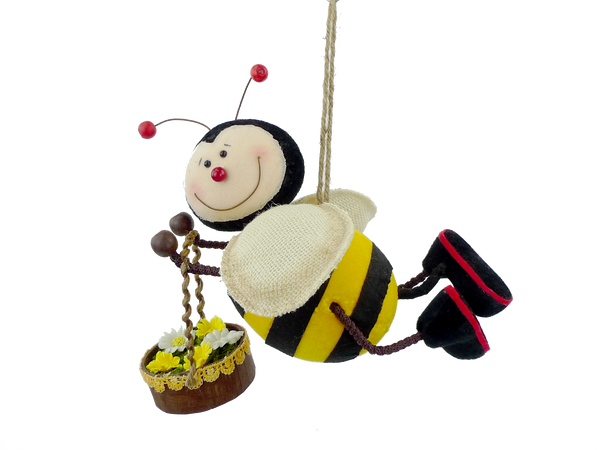 Ornament Bee With Basket D7 in xW10 in x H8 in - 62791YW