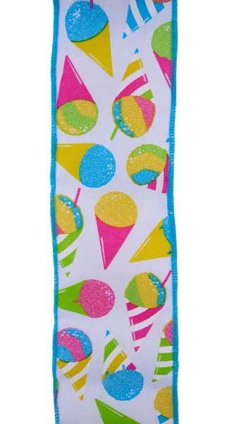 2.5"X10YD SNOW CONES- WHT/PNK/TURQ/LIME- RGH1149A2