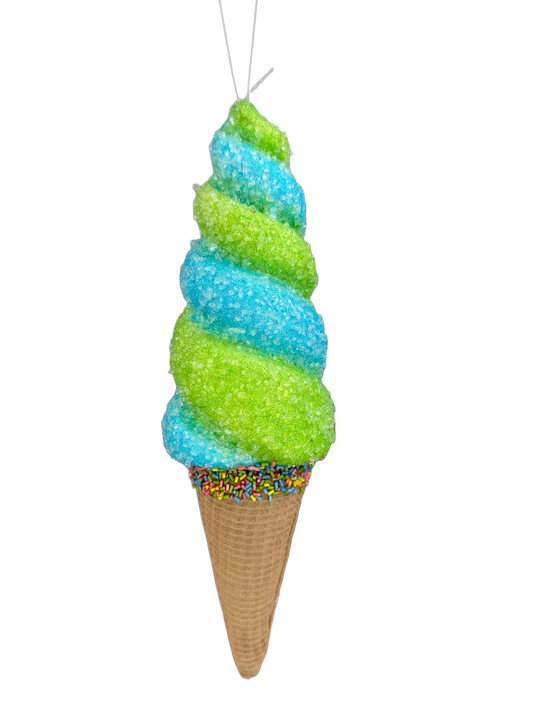 Green and Lime Green Swirl Ice Cream Cone H13 - 63395GNBL