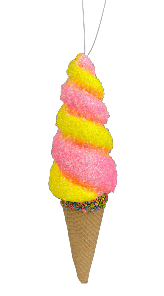 Pink and Yellow Swirl Ice Cream Cone H13 - 63395PKYW