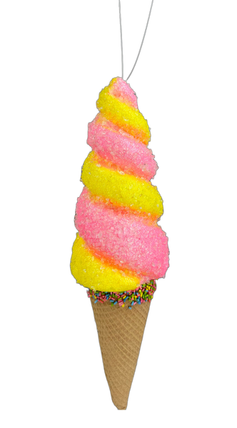 Pink and Yellow Swirl Ice Cream Cone H13 - 63395PKYW