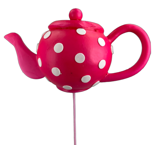 Hot Pink Polka dot Tea Pot Pick H18 - 63412BT